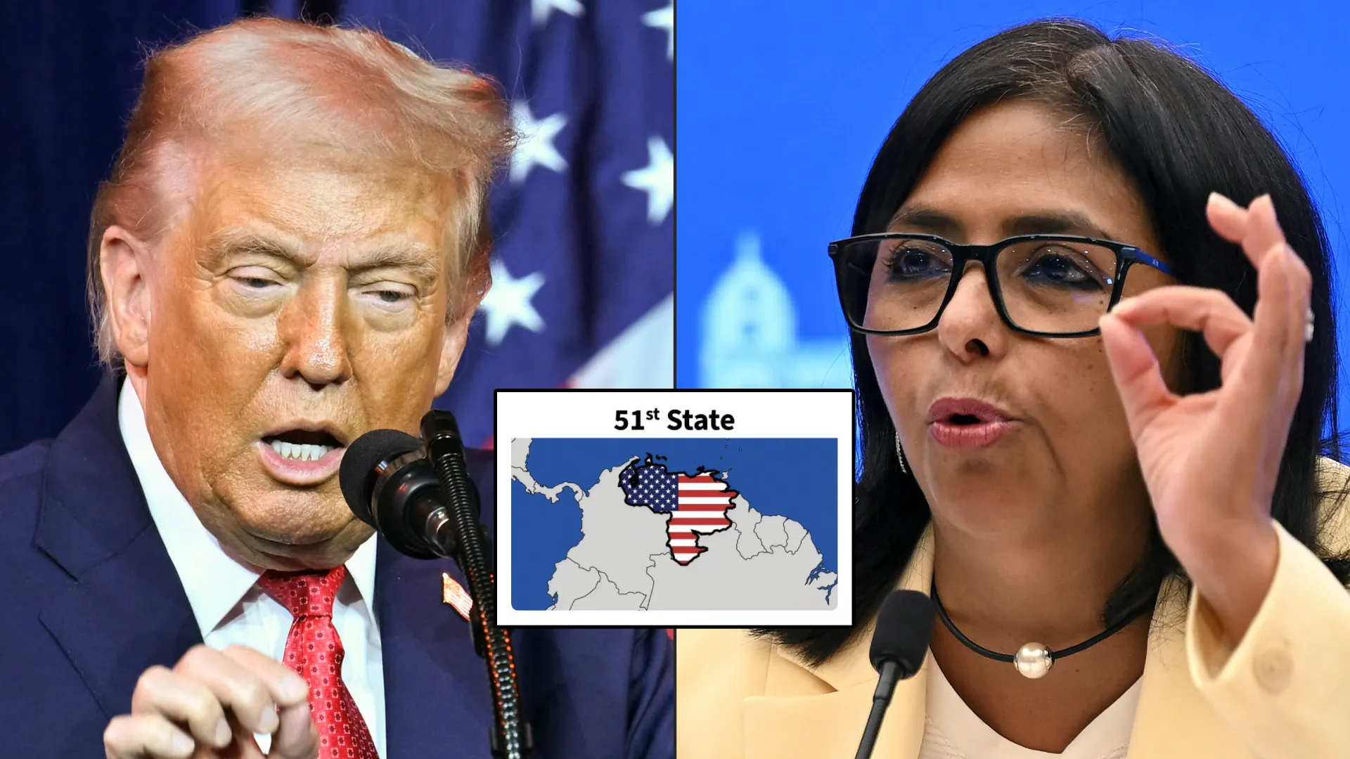 Donald Trump y Delcy Rodríguez Venezuela estado 51