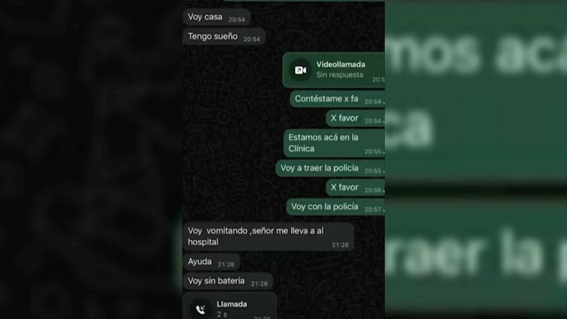Últimos mensajes de Yulixa Toloza antes de desaparecer.