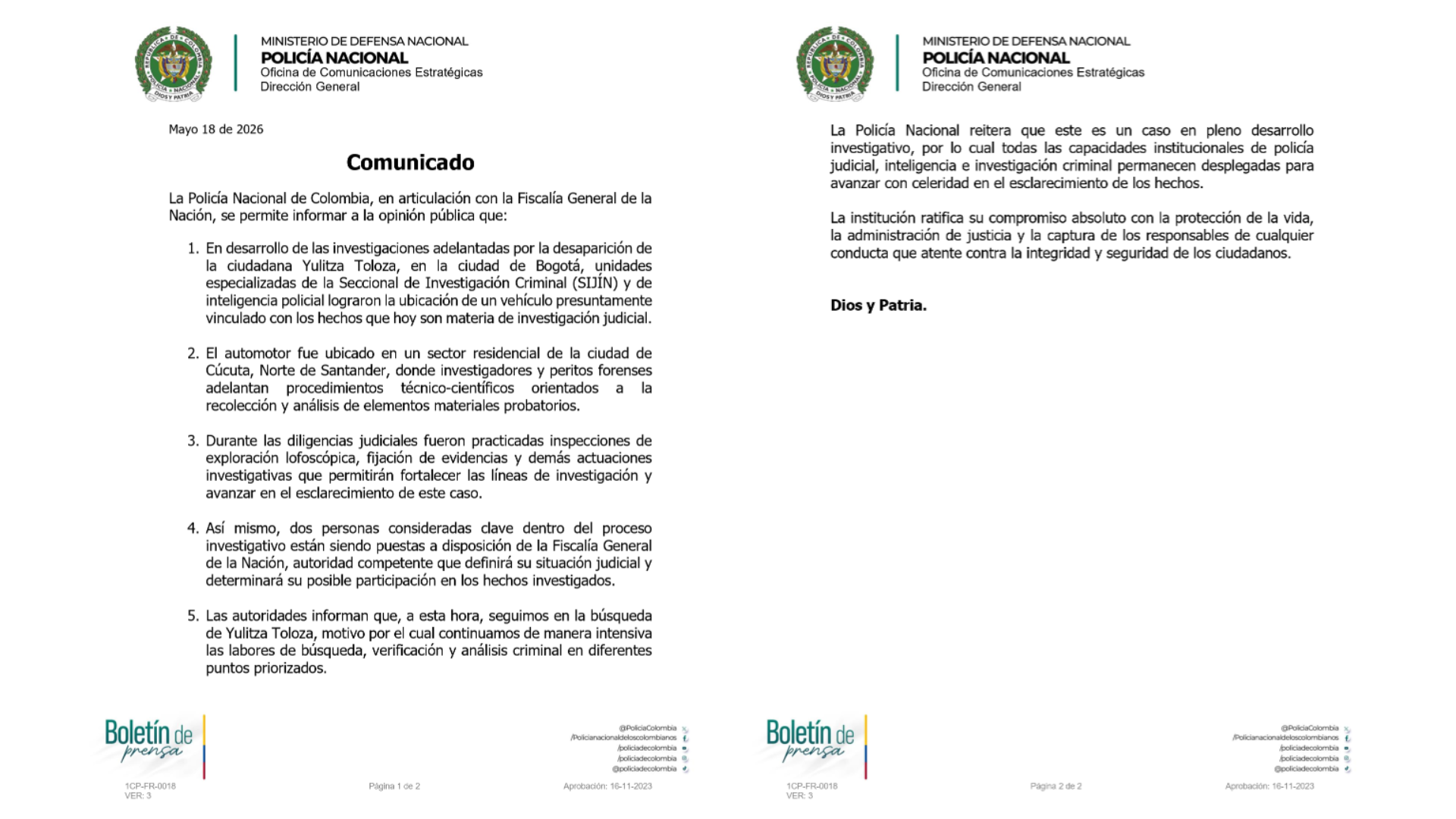 Foto: Policía Nacional
