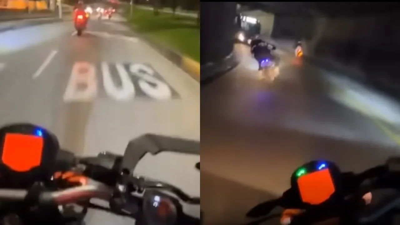 Motorcyclist recorded his own accident after entering the Transmilenio lane