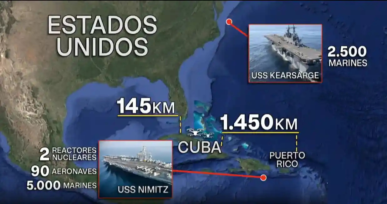 EE.UU. estaría desplegando todo un contingente militar alrededor de Cuba