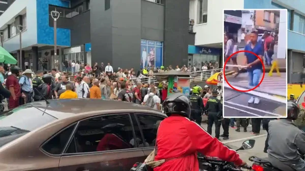 Atacó con machete a policías en el centro de Pereira: lo inmovilizaron de un disparo Atacó con machete a policías en el centro de Pereira: lo inmovilizaron de un disparo