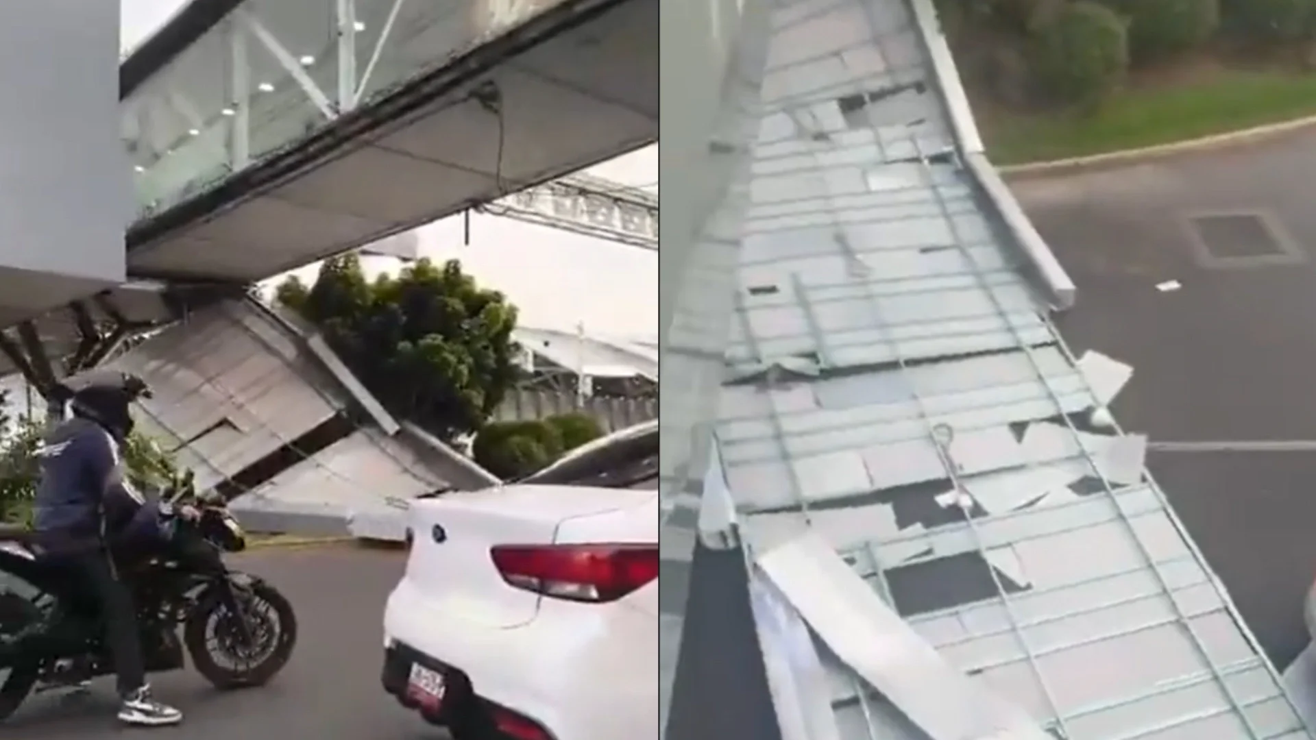 video caida puente aeropuerto en mexico