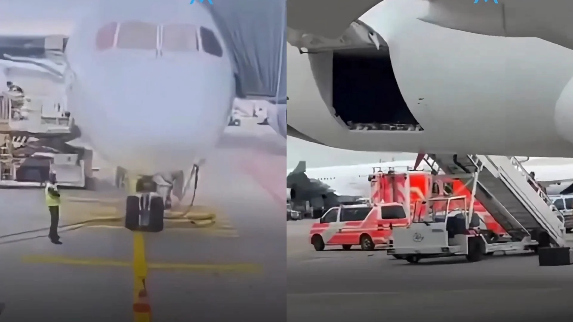 video avion accidente estacionado