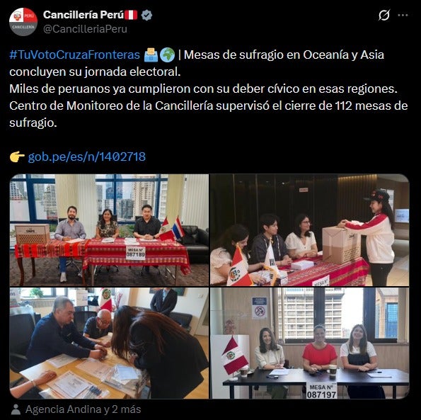 Foto: @CancilleriaPeru / X