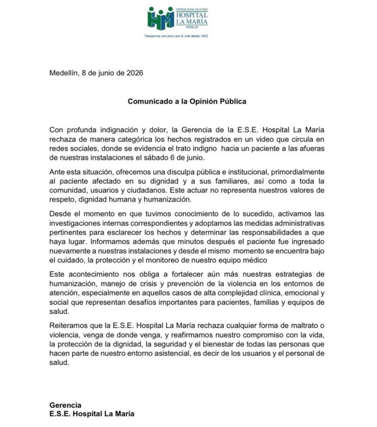 Comunicado Hospital La María