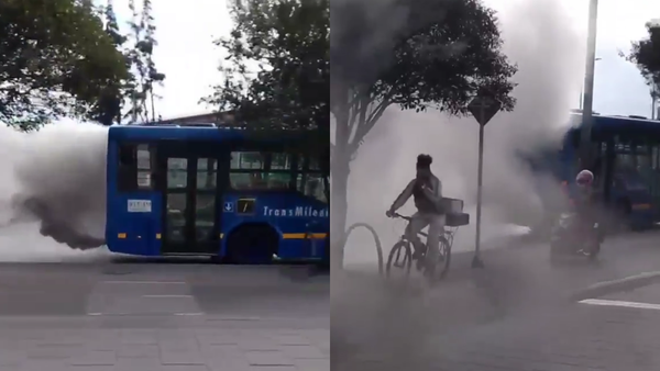 VIDEO | Estela de humo que dejó bus del Sitp en las calles de Bogotá alertó a concejal: Transmilenio respondió