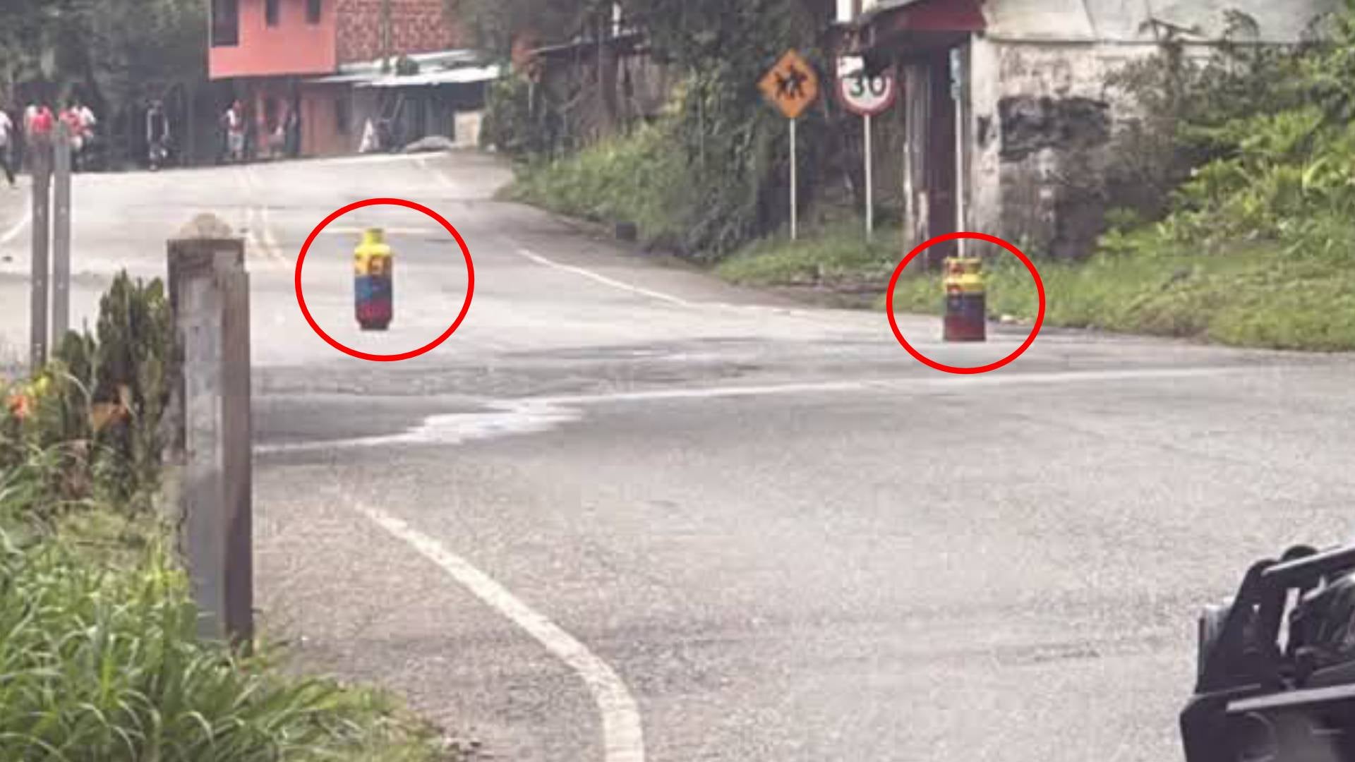 Cilindros explosivos en vía de Antioquia
