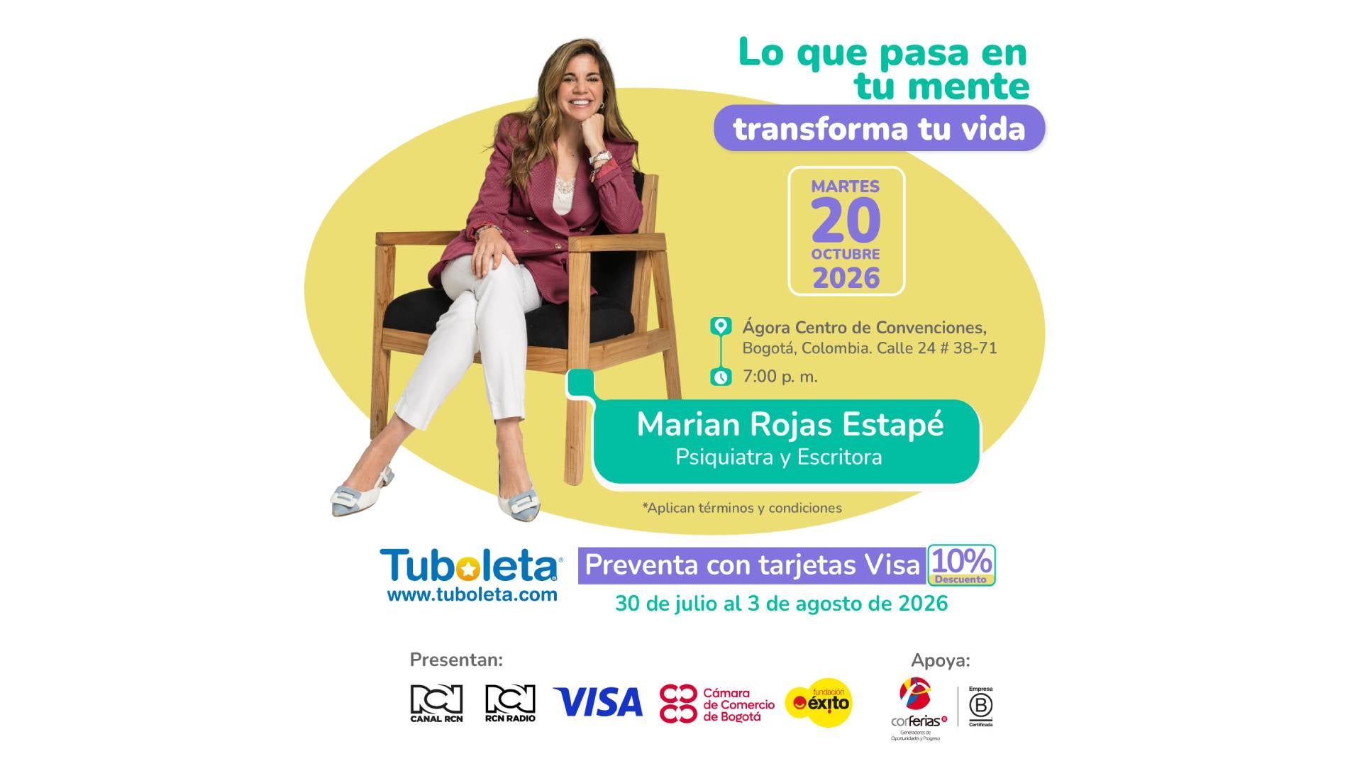 Marian Rojas Estapé en Bogotá 2026: fechas, boletas y precios