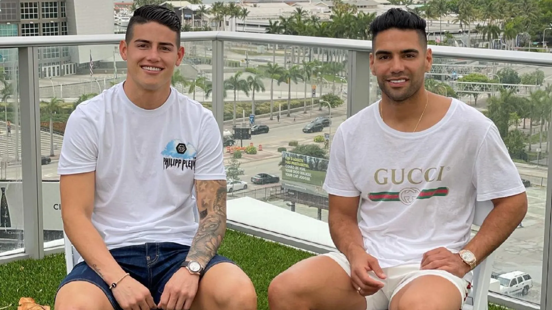 James Rodríguez y Falcao García en Miami