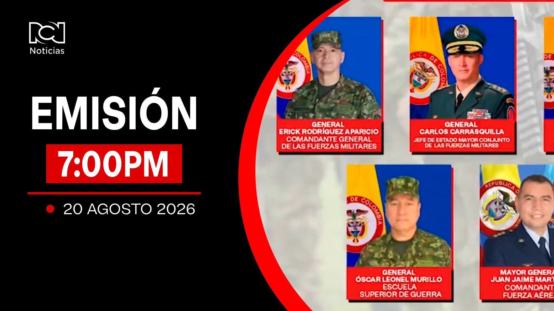 Emisión Noticias RCN 7:00 p.m. / jueves 20 de agosto de 2026