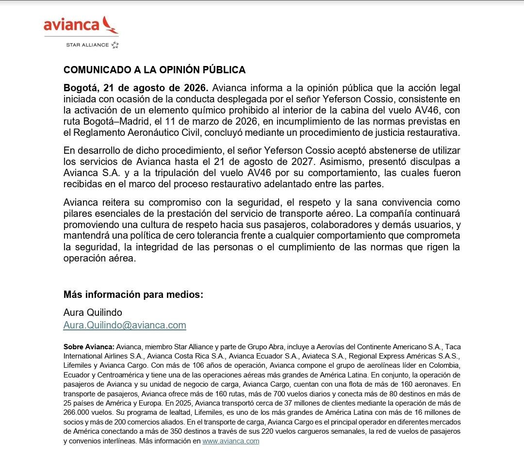 Comunicado Avianca