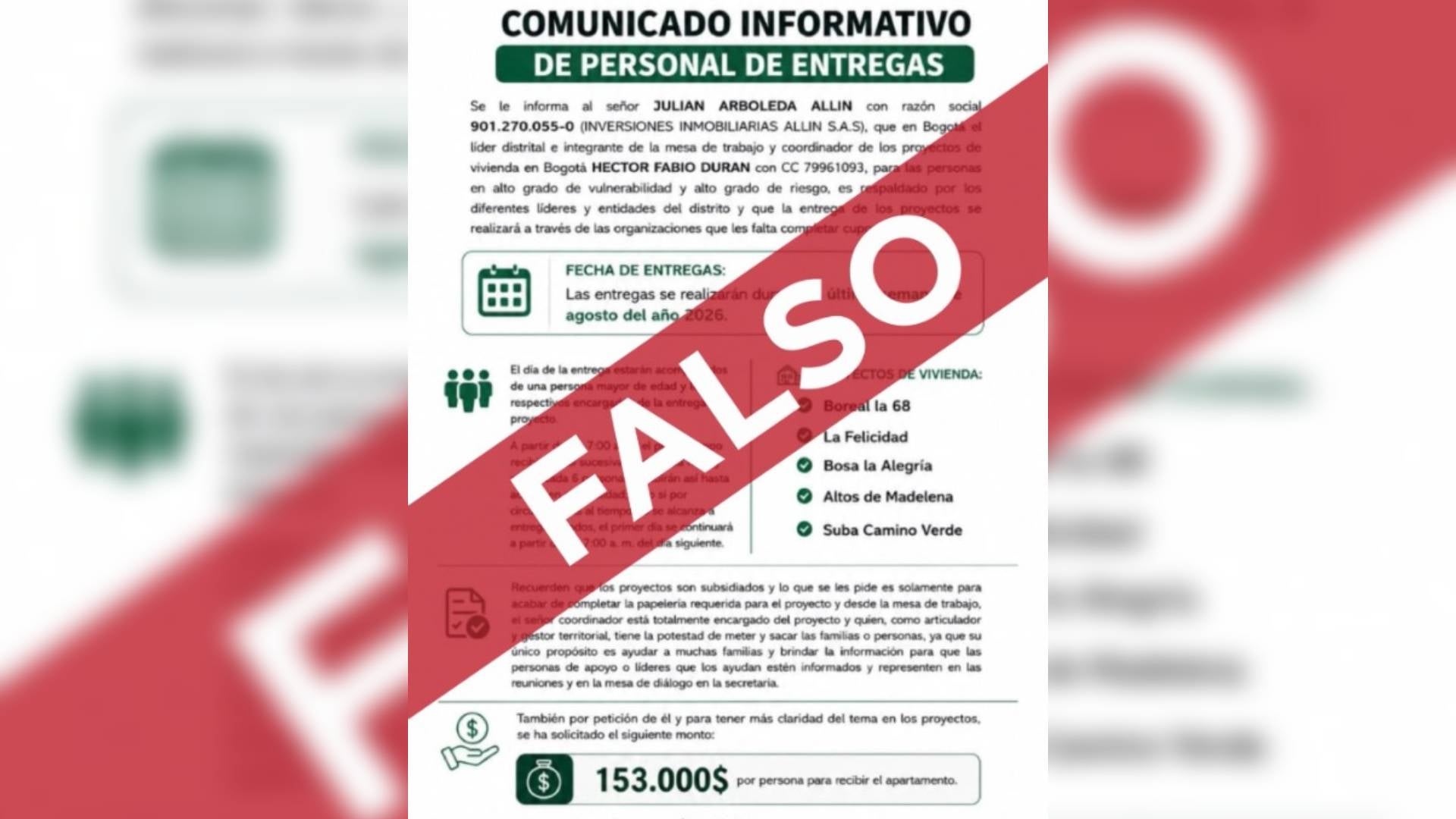 Comunicado estafa viviendas