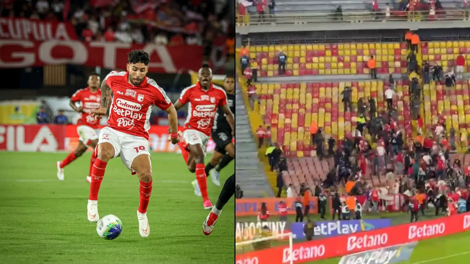 VIDEO: esto habría desatado la pelea entre hinchas de Santa Fe y América en El Campín