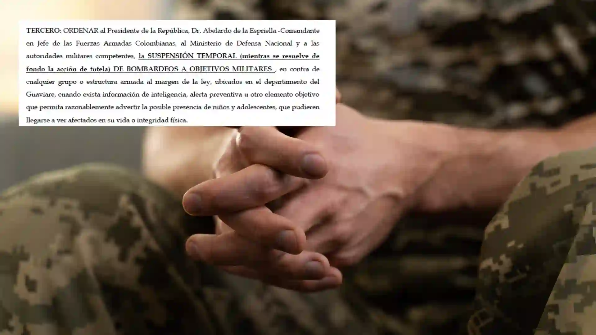 Juez ordenó suspender temporalmente los bombardeos contra grupos armados en Guaviare