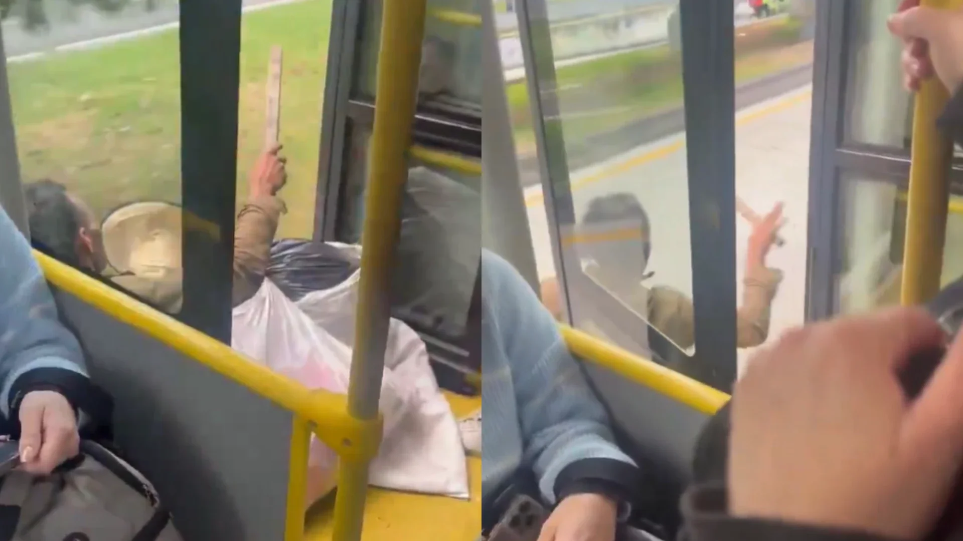 Habitante de calle se bajó de un Transmilenio en movimiento.