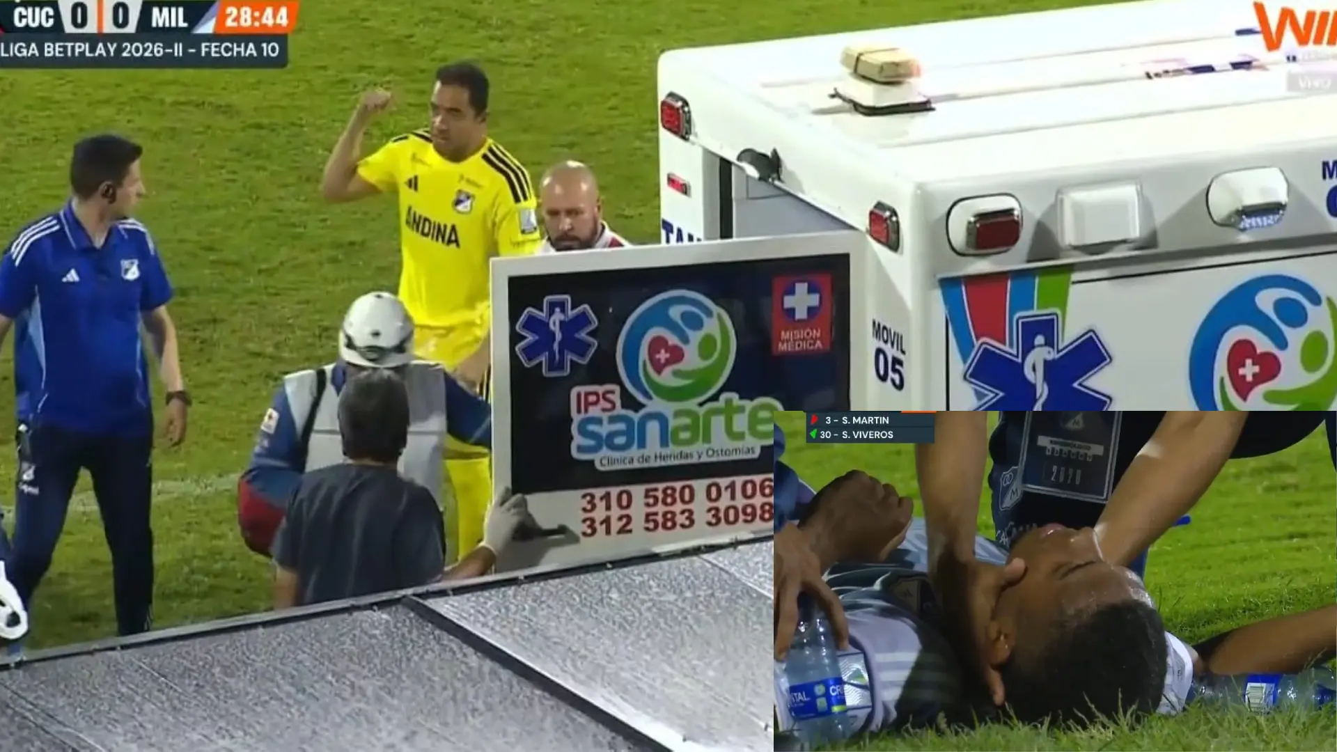 Jugador de Millonarios sufre conmoción cerebral.