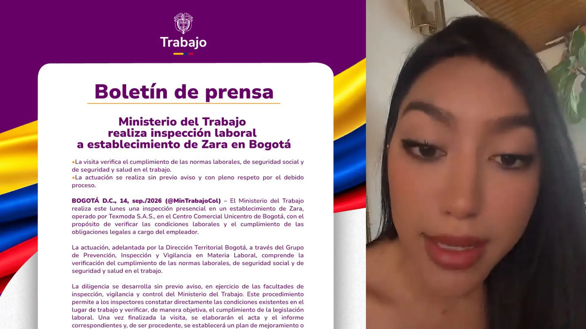 Ministerio del Trabajo se pronuncia sobre Zara.