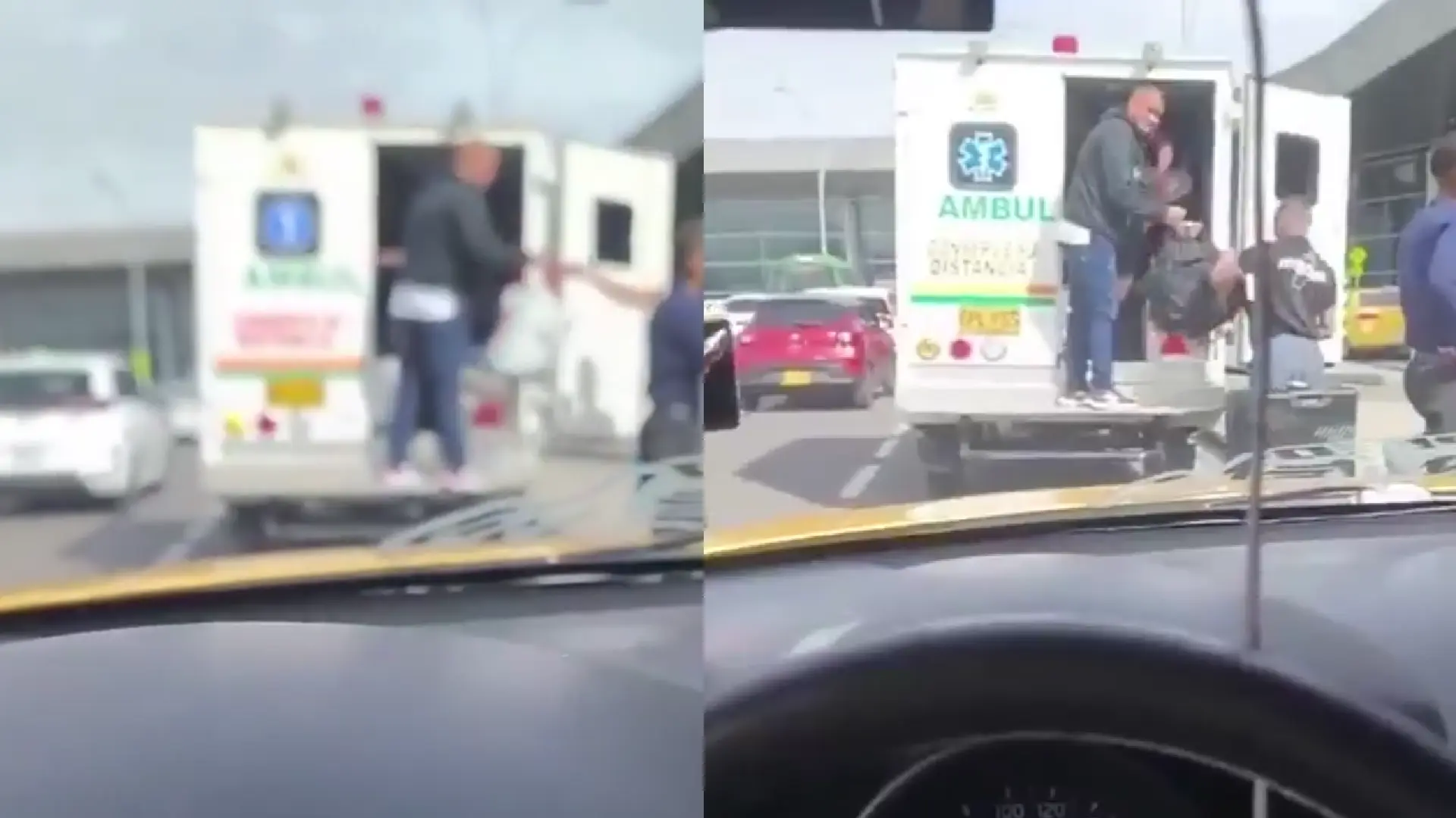 Ambulancia usada como taxi en Bogotá.