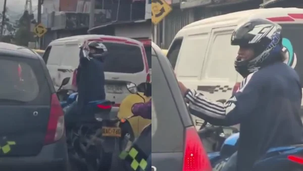 Video | Captan a motociclista en Bogotá tomando cerveza mientras espera el cambio de luz de semáforo