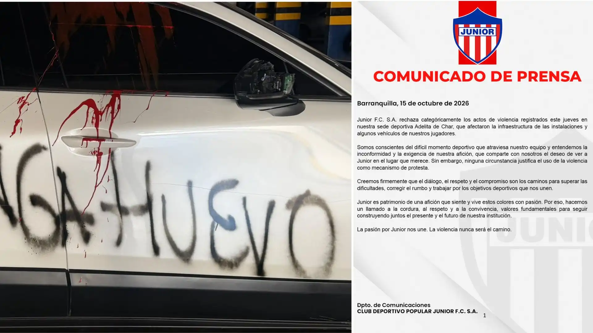 Se agravó la crisis en Junior: hinchas vandalizaron carros de jugadores y sede deportiva