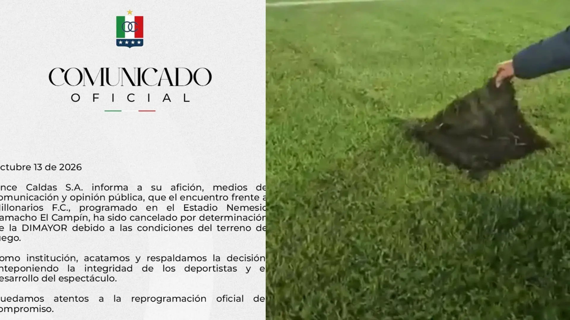 Caldas demandará partido vs. Millonarios
