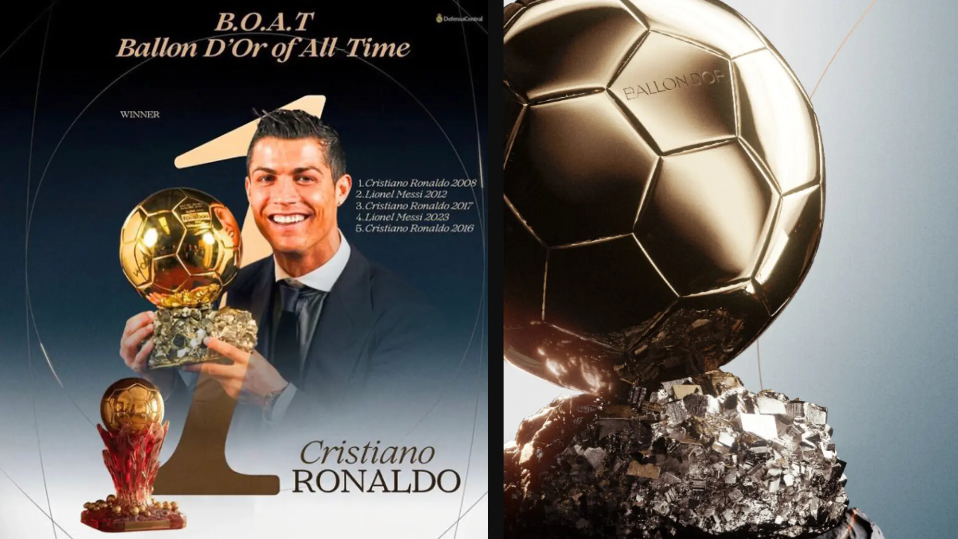 Cristiano Ronaldo ganó el Balón de Oro como el mejor de todos los tiempos